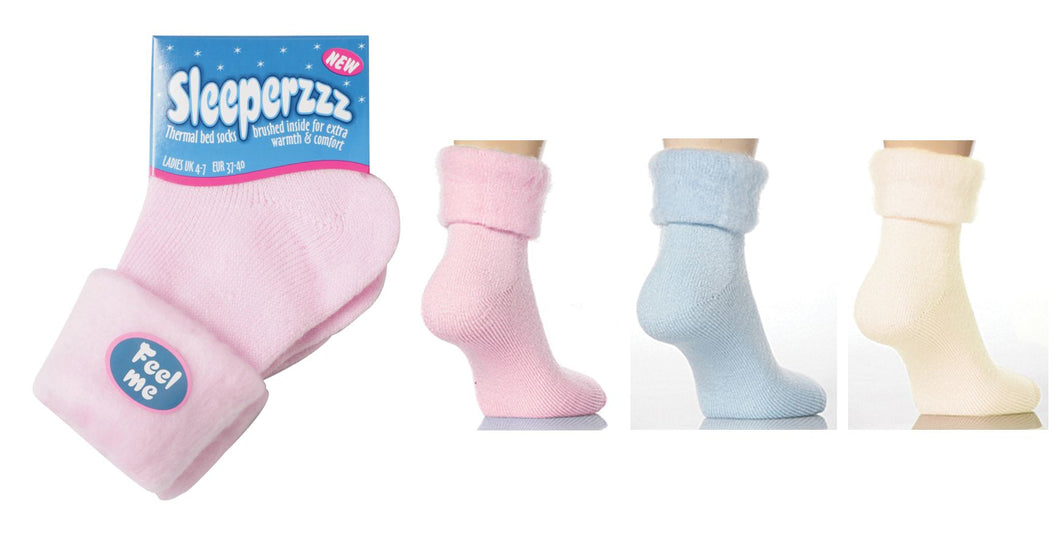 3 Pairs Ladies Thermal Brushed Bed Socks