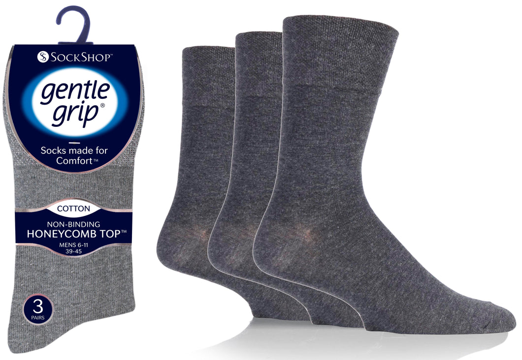 Mens Plain Charcoal Grey Gentle Grip Socks by Sock Shop