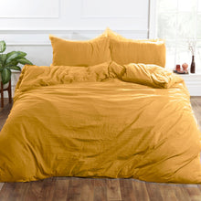 Load image into Gallery viewer, Brentfords Washed Linen Look Duvet Cover Set - Ochre
