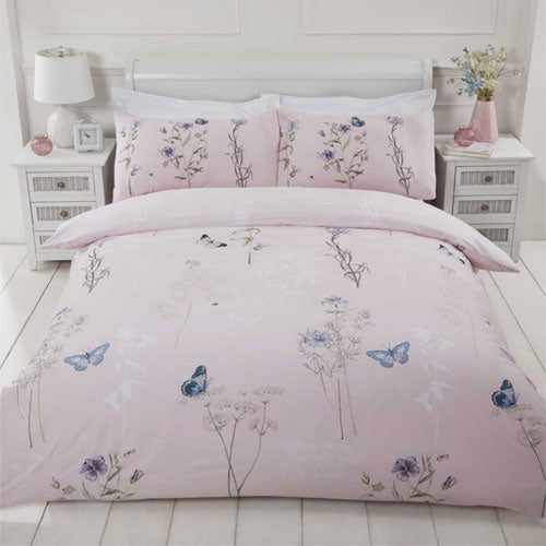 Laura Floral Butterfly Pink Duvet Set