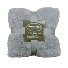 Load image into Gallery viewer, Brentfords Teddy Fleece Silver Grey Throw
