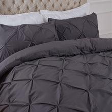 Load image into Gallery viewer, Highams Diamond Pintuck Pinch Pleat Duvet Cover Set - Charcoal
