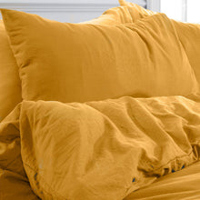 Load image into Gallery viewer, Brentfords Washed Linen Look Duvet Cover Set - Ochre
