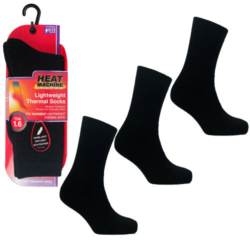 Ladies Heat Machine 1.6 Tog Thermal Socks Black