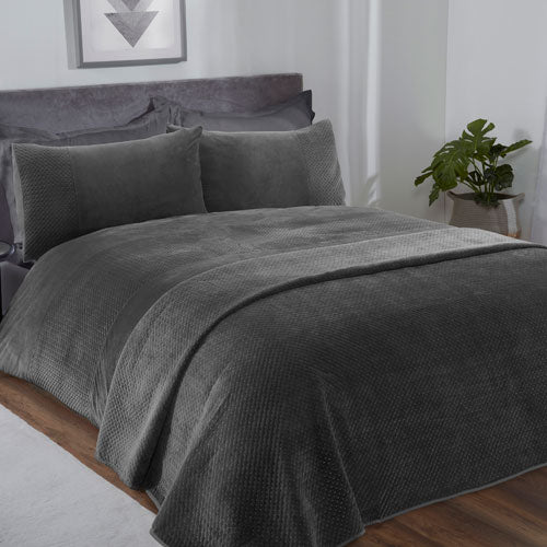 Velour Pinsonic  Grey Throw 260 X 240