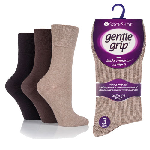 Ladies Gentle Grip Socks Dark Brown