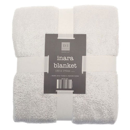 White Inara Glitter Design Blanket Throw 130 x 170cm