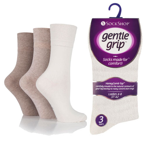 Ladies Gentle Grip Socks Light Brown