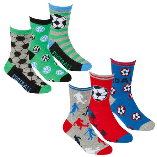 Boys 3 Pack Design Socks Football