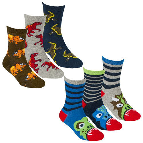 Boys 3 Pack Design Socks Dinosaur