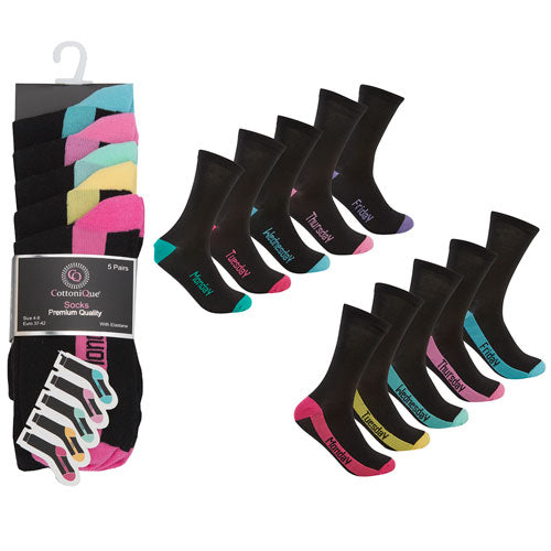 Ladies 5 Pack Socks Days of the Week