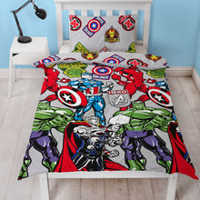 Load image into Gallery viewer, Official Marvel Avengers Stickers Reversible Single Duvet Set
