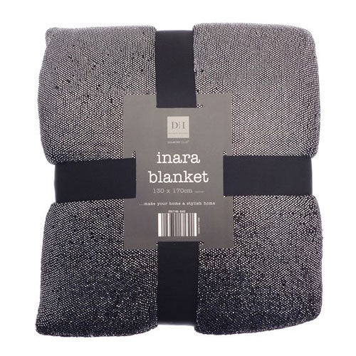 Black Inara Glitter Design Blanket Throw 130 x 170cm