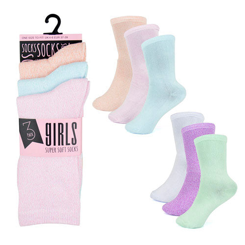 Girls 3 Pack Super Soft Socks