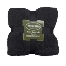 Load image into Gallery viewer, Brentfords Teddy Fleece Black Throw
