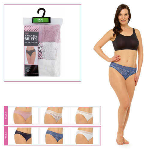 Ladies 3 Pack Ladies Lace Briefs