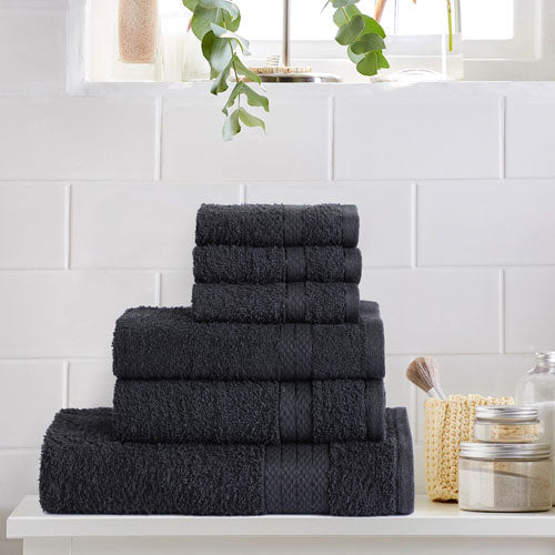 6 Piece Luxury Black Towel Bale Set