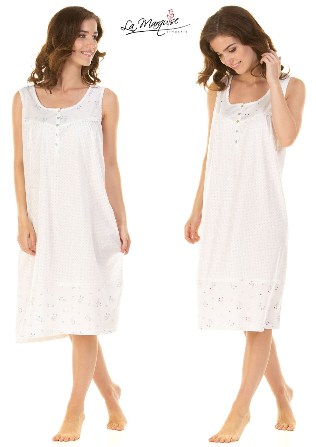 Dots Bouquet Sleeveless Nightdress By La Marquise