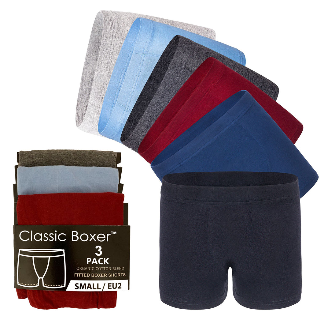 6 Pack Mens Classic Fitted Boxer Shorts