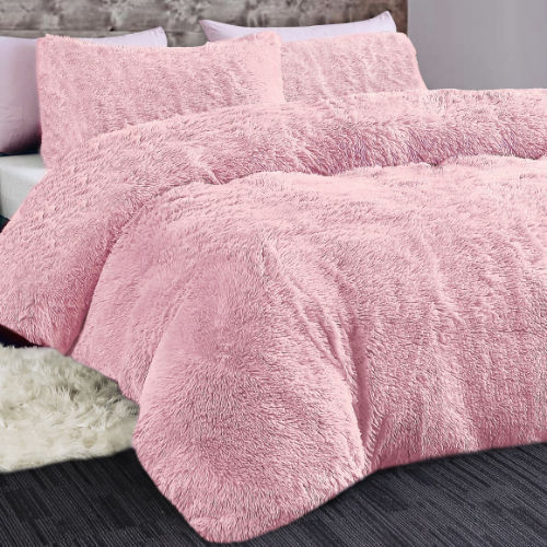 Long Pile Sherpa Duvet Set Blush