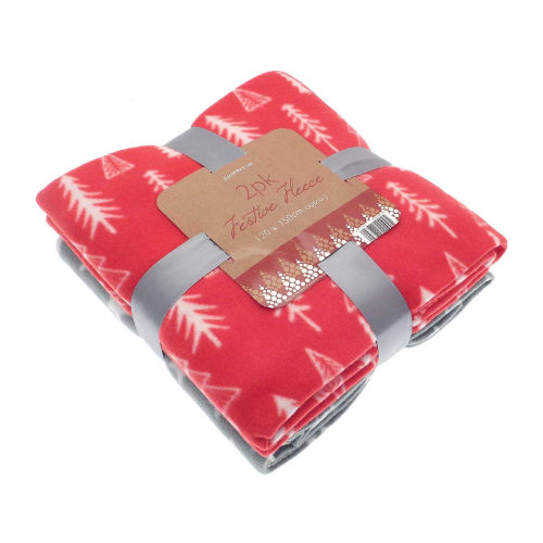 2 Pack Festive Throws Fleece