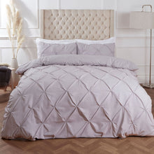 Load image into Gallery viewer, Highams Diamond Pintuck Pinch Pleat Duvet Cover Set - Silver
