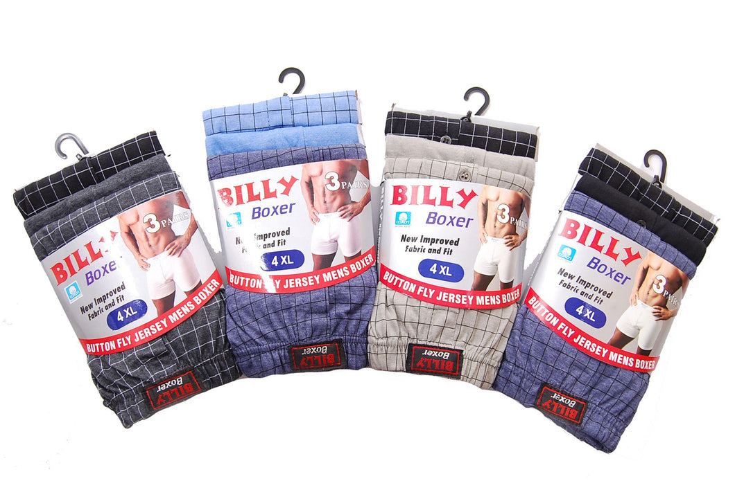 6 Pack Men's Patterned Billy Boxer Shorts Size Small- 6XL