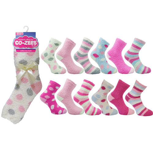 Ladies 3 Pack Co-Zees Cozy Winter Sock Pastel