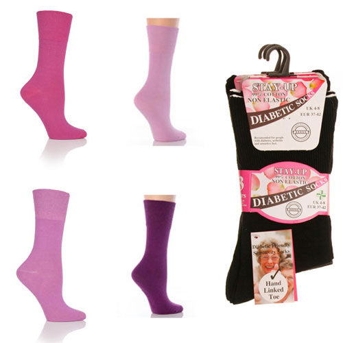 Ladies Diabetic Socks Non Elastic Assorted