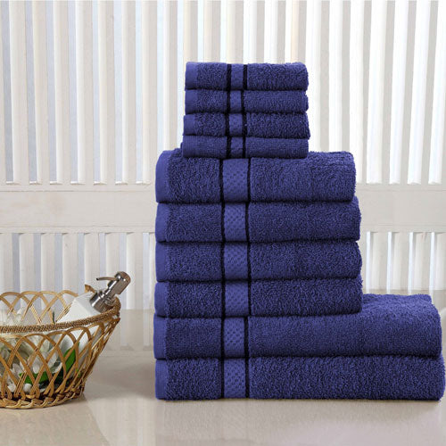 10 Piece Luxury Navy Towel Bale Set With Ribbon