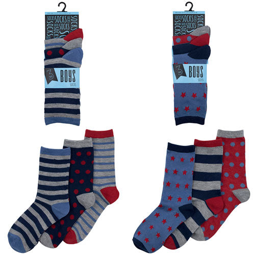 3 Pack Boys Stars/Stripes Design Socks