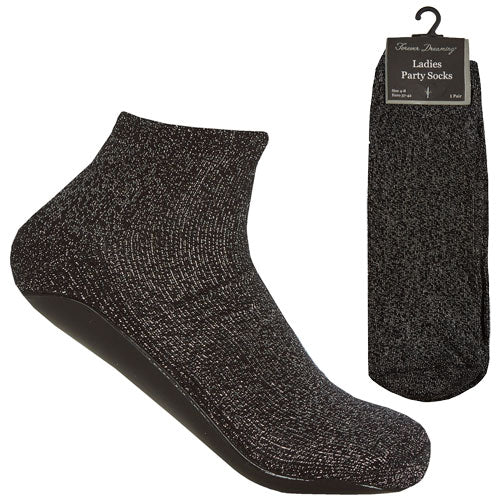 Ladies 3 Pairs Party Socks With Gripper Sole