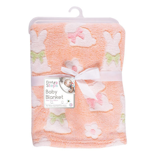 First Steps Baby Peach Bunny Rabbit Blanket