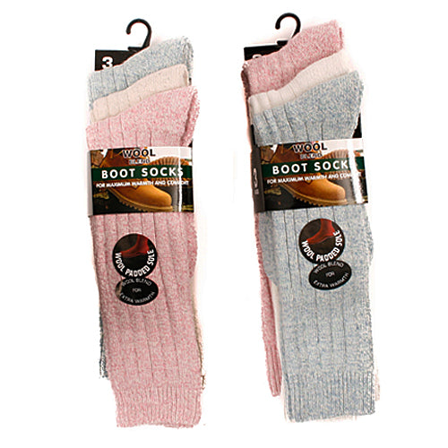 Ladies Long Wool Blend Boot Socks