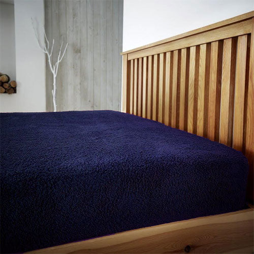 Super Soft Teddy Feel Blue Fitted Bed Sheets