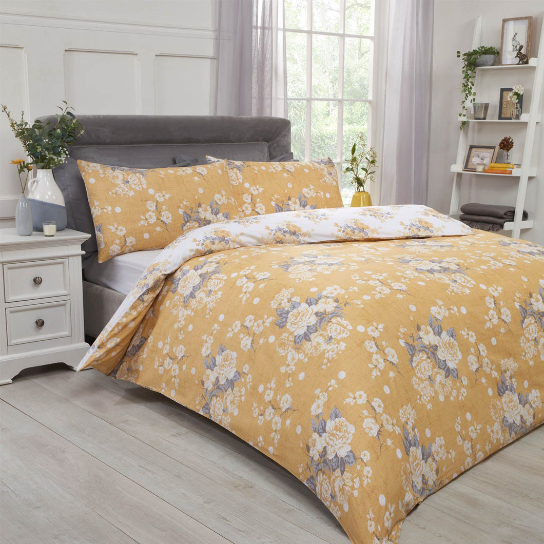 Dreamscene English Rose Ochre Duvet Cover Set