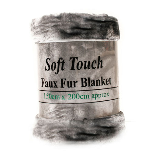 Faux Fur Mink Silver Blanket 150 x 200cm