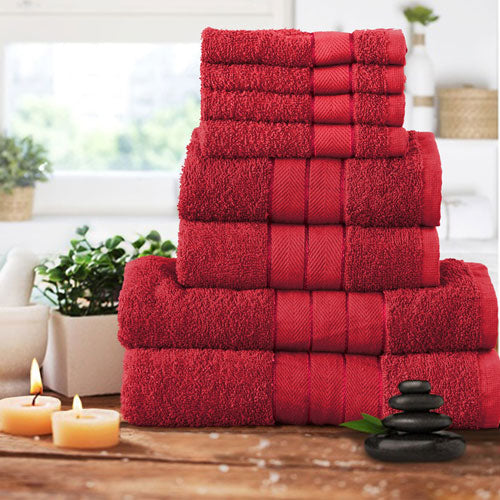 Luxurious 8 Piece Red Towel Bale Set