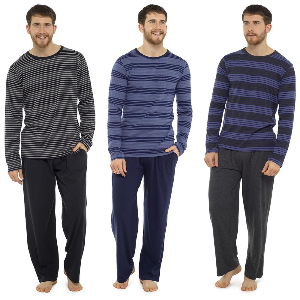 Tom Franks Mens Striped Jersey Long Sleeve Pyjama Set