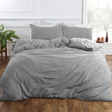 Load image into Gallery viewer, Brentfords Washed Linen Look Duvet Cover Set - Grey
