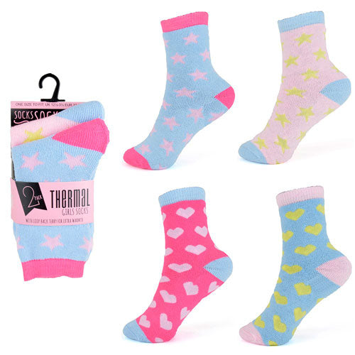 2 Pack Girls Thermal Spot Design Socks