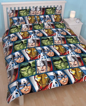 Load image into Gallery viewer, Official Marvel Avengers Shield &quot;Reversible&quot; Double Duvet Cover Bedding Set
