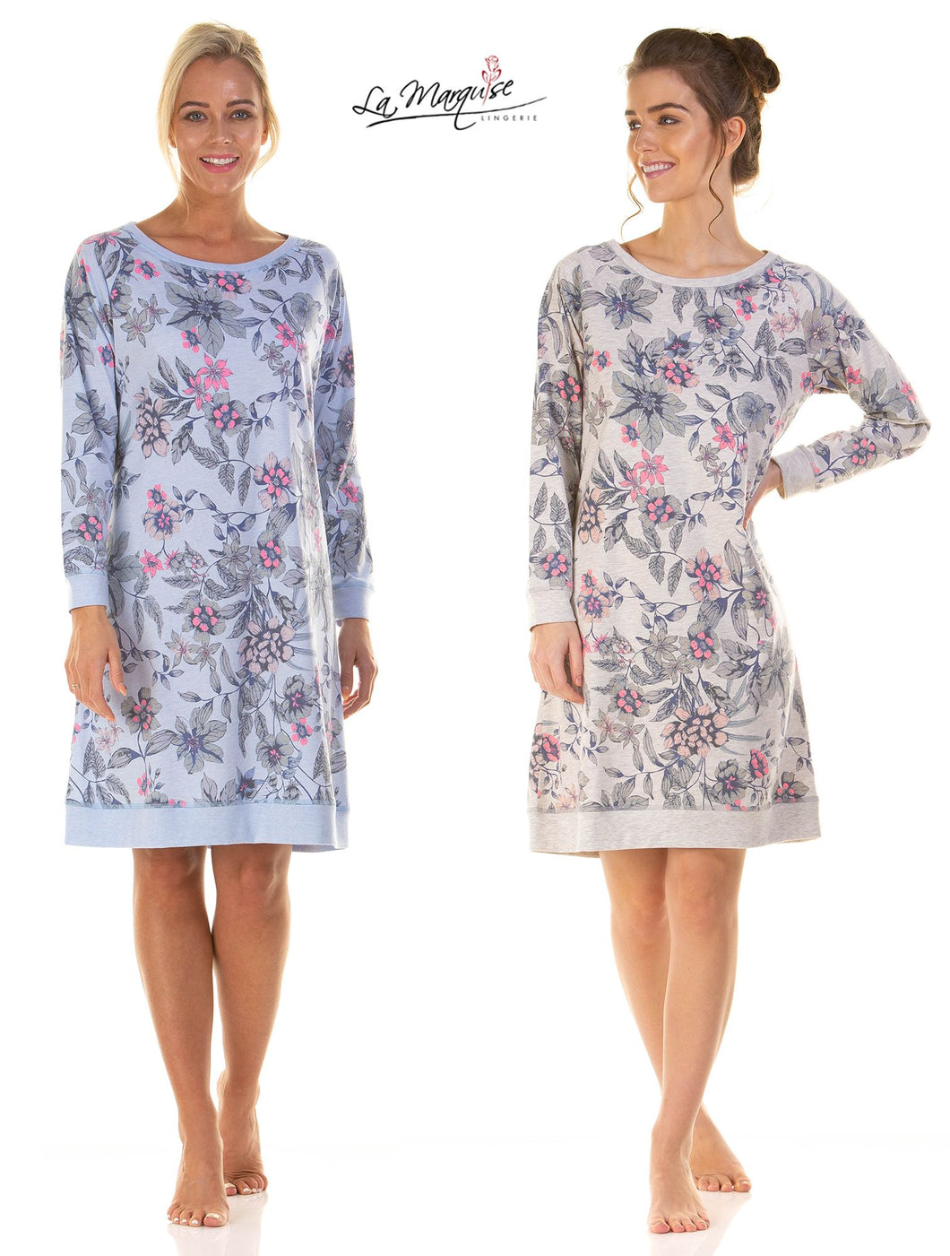 Neon Floral Long Sleeved Nightdress By La Marquise