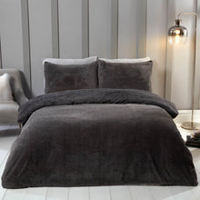 Load image into Gallery viewer, Sienna Glitter Teddy Duvet Cover Set - Charcoal
