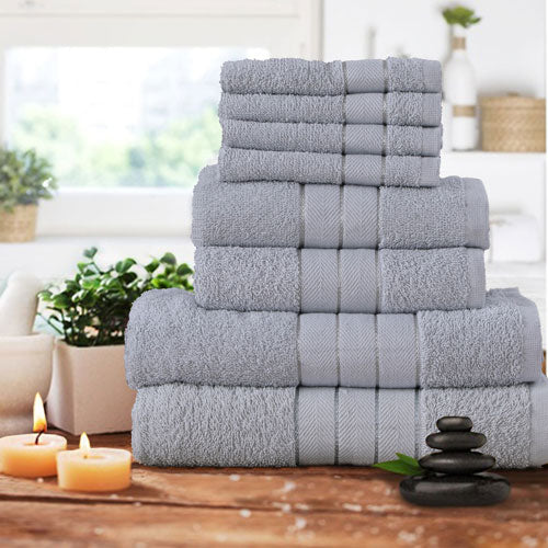 Luxurious 8 Piece Silver Towel Bale Set