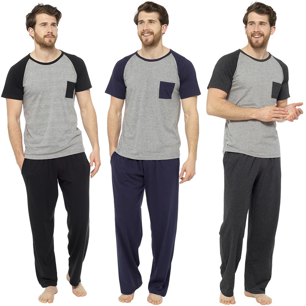 Mens Pocket Detail Jersey Pyjama Set