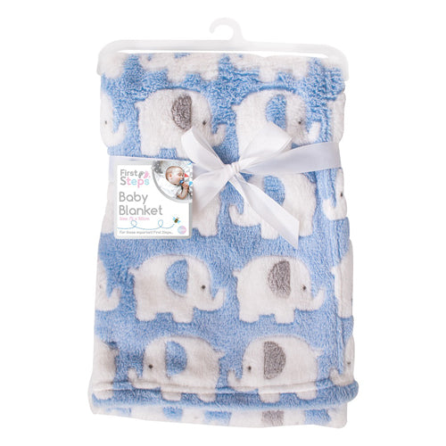 First Steps Baby Elephant Bue Blanket