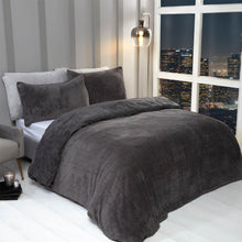 Load image into Gallery viewer, Sienna Glitter Teddy Duvet Cover Set - Charcoal
