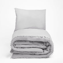 Load image into Gallery viewer, Dreamscene Pom Pom Duvet Cover Set - Grey
