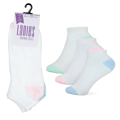 12 Pack Ladies White Heel And Toe Trainer Socks